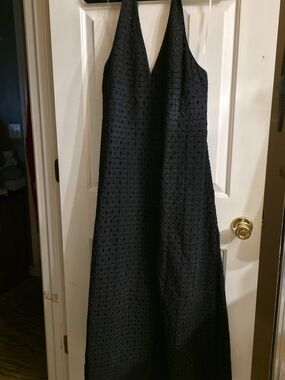 a new day Black Halter Maxi Dress with Textured Fabric